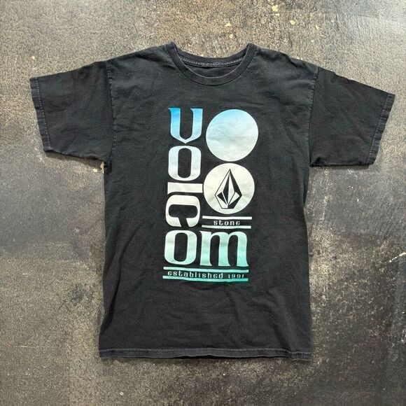 Volcom T-Shirt Black Short Sleeve Colorful Graphic Size Small Skater Style - Picture 1 of 11